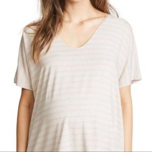 Hatch Perfect V Tee in Blue Gray Stripe, Size 1/S